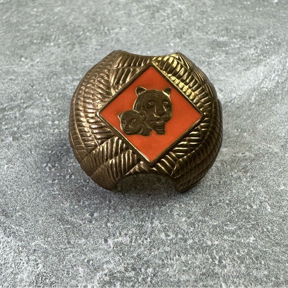 Cub Scout Brass and Orange Enamel Neckerchief Boy Scouts Uniform Accessory